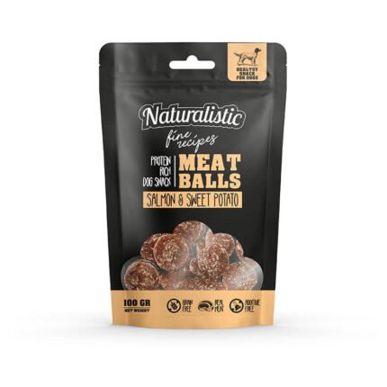 Naturalistic meat balls salmón y papa dulce