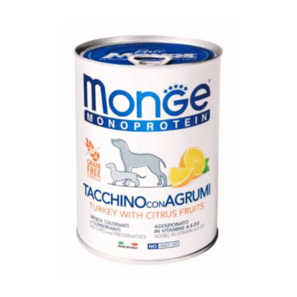 Lata monge monoprotein Perro Paté Pavo con frutas cítricas