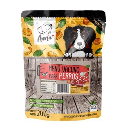 AMA Alimento húmedo vacuno 
200g pouch